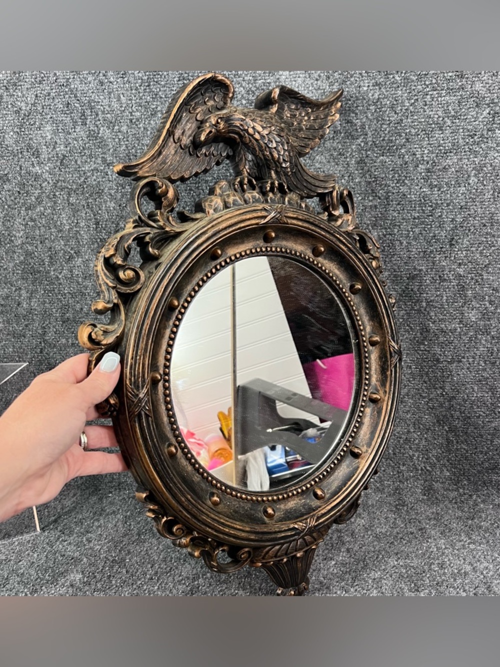 Vintage Dart Eagle Federal Style Flat Mirror Coppercraft #4007 USA 1959 Porthole - Picture 2 of 8